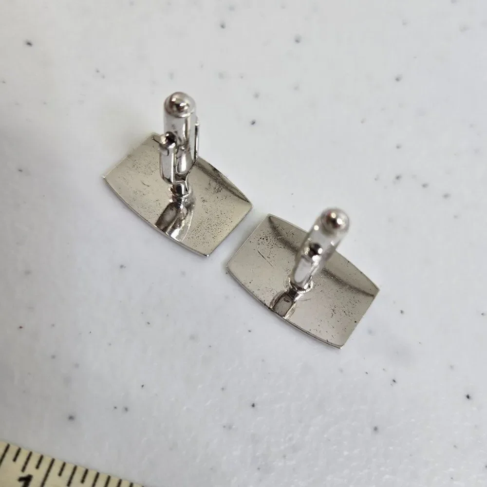 Anson Sterling Cufflinks Silver Textured Basic Everyday Diagonal Matte